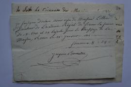 douze quittances mensuelles pour le blanchissage de la maison du mois de janvier au décembre 1815...