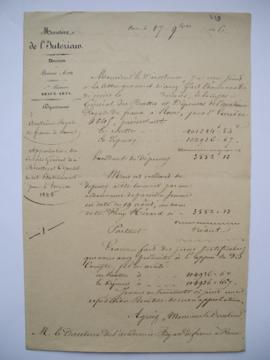 lettre portant l’approbation du compte général des recettes et dépenses pour l’exercice 1845, du ...