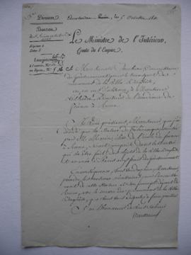 lettre informant de la décision de convoiement de la statue de Télémaque de Marin, avec celui des...