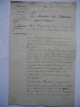 lettre demandant d’accorder des soins à Picot, peintre deuxième grand prix se rendant à Rome à se...