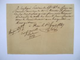 quittance pour traitements et indemnités de table de janvier à mars 1847 du secrétaire de l’Acadé...
