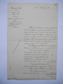 lettre au sujet du compte général des recettes et dépenses pendant l’exercice 1854