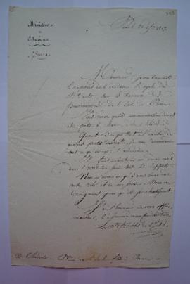 lettre transmettant le rapport de l’Académie Royale des Beaux-arts sur les travaux des pensionnai...