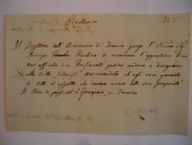 Billet demandant d'accorder aux pensionnaires la permission de dessiner à la Villa Ludovisi, de J...