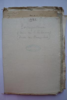 « 1821. Correspondance. (Min. de l’Intérieur). (Acad. Des Beaux-Arts) », pochette contenant fol. ...