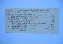 factures et quittances pour travaux, de janvier à mars 1845, de Pietro Angelinie, marchand de boi...