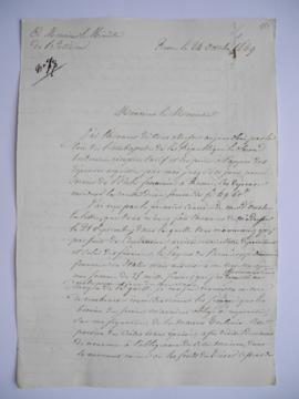 copies des lettres expédiées par le directeur Jean Alaux au ministère de l'Intérieur, à Bineau, m...