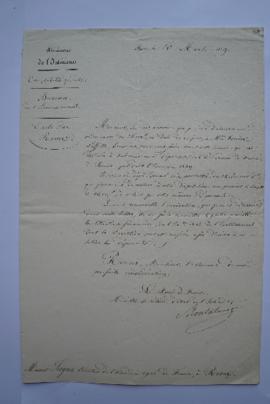 lettre informant de l’ordonnance d’une somme pour l’Académie et ordonnant de faire connaître au m...