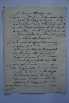 cahier de comptes et quittance pour les travaux de janvier à juin 1820, du badigeonneur Giuseppe ...