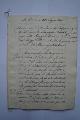 cahier de comptes et quittance pour les travaux du janvier au juin 1821, du menuisier Giuseppe Ca...