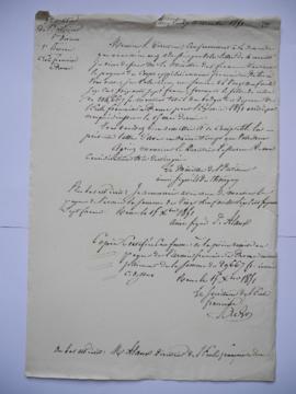 lettre informant du versement de 29 667 fr complétant l’exercice 1851, de Thorigny, ministre de l...