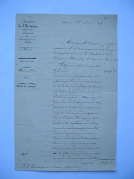 lettre informant que le bordereau des dépenses de l’Académie du 1er mars au 31 mai 1842 a été tra...