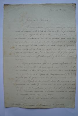 lettre informant de la détention de Moscini, gouverneur d’Agnani au fort Saint-Ange, et à la dest...