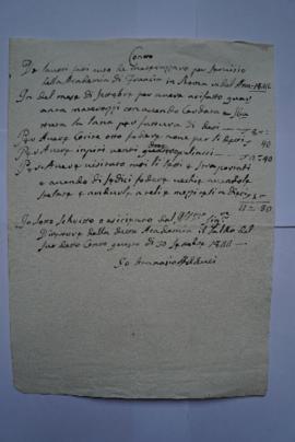facture, du matelassier Atanasio Adduci à Charles Thévenin, fol. 138