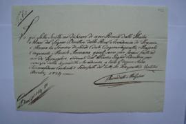 quittance du mouleur Benedetto Malpieri pour les travaux faits au service de l’Académie en 1824, ...
