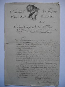 extrait du procès-verbal de la séance du 23 septembre 1806 concernant Tiolier, de Visconti à Leth...