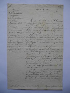 lettre demandant des renseignements sur l’exécution de l’ordonnance royale du 7 juillet 1844, rel...