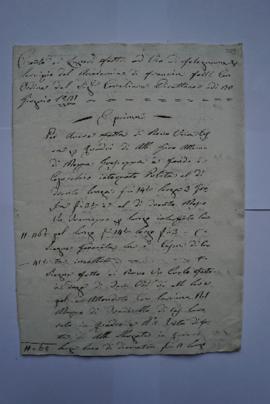 cahier de comptes et quittance menuisier pour les travaux du 20 juin 1821, du menuisier Sebastian...