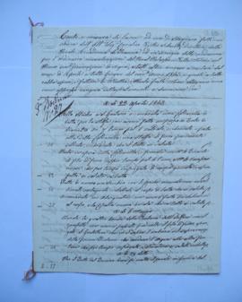 cahier de coptes et quittance pour les travaux d’avril jusqu’à juin 1843, de Paolo et Mattia Maes...