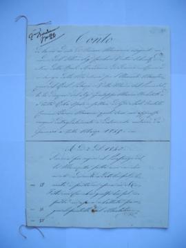 cahier de comptes et quittance pour travaux, de janvier à mars 1845, de Giovanni et Paolo Concien...