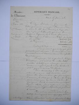 trois lettres relatives au compte général des recettes et dépenses pour l’exercice 1847 et portan...