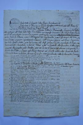 contrat de location, de l’architecte de l’Académie, pour Horace Vernet, à Carlo Filippi, pour Vit...