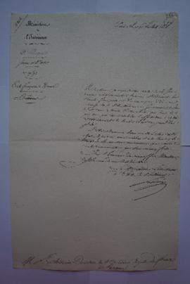 lettre concernant Palais Mancini, du ministre Laîné à Charles Thévenin, fol. 262