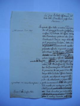lettre concernant le renouvellement du bail, de l’architecte de l’Académie Giuseppe Marini à Luig...