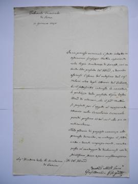 lettre convoquant Giuseppe Mattia, travaillant à l’Académie comme témoin dans un procès criminel,...