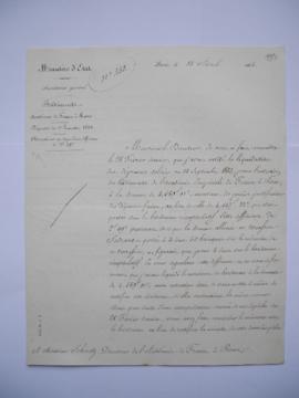 lettre relative aux dépenses du 1er semestre 1853