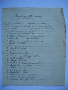 «Inventario della cucina dei Sigri Pensionati» (manuscrit)