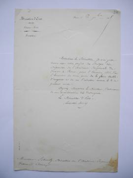 lettre demandant d’envoyer le projet de budget des dépenses pour l’exercice 1856