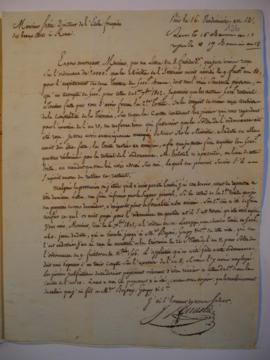 Lettre de J. Récamier, banquier, à Joseph-Benoît Suvée, fol. 126-127