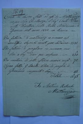 facture pour toute l’année 1832, du matelassier Antonio Rabecchi à Horace Vernet, fol. 39