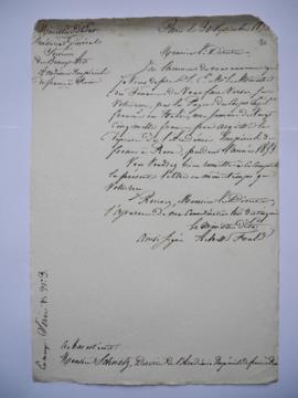 lettre informant du versement de 25 000 f. pour les dépenses de l’Académie pendant l’année 1853