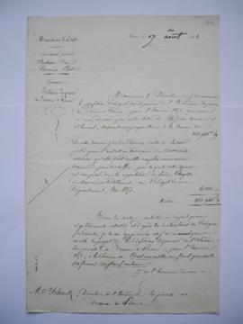 lettre au sujet du projet de budget des dépenses pour l’exercice 1853