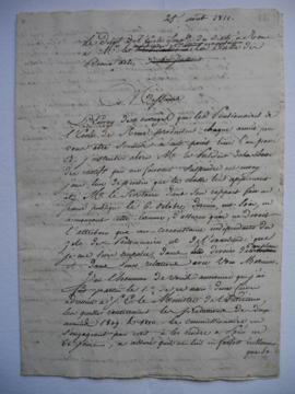 lettre justifiant la suspension des envois de Rome en 1810, de Lethière, fol. 82-87
