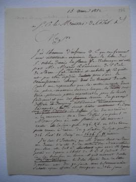 lettre confirmant l’envoi de la statue de Télémaque de Marin pour Paris, de Lethière au ministre ...