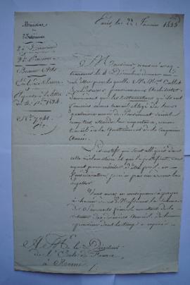 réponse à la lettre du 4 décembre 1824 dans laquelle les architectes Callet et Lesueur demandent ...