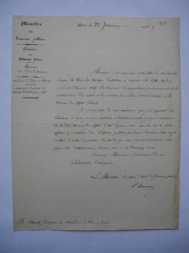 lettre autorisant d’exécuter les travaux d’entretien pour 1845, de Dumon, ministre des Travaux pu...