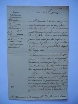 lettre informant que les retenues faites en 1840 en vertu du règlement sont maintenues, du minist...
