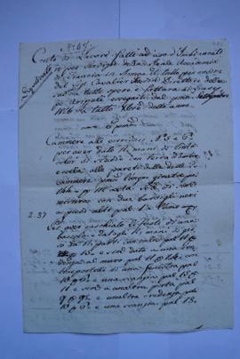 cahier des comptes et quittance pour les travaux, du badigeonneur Giuseppe Arizzoli à Pierre-Narc...