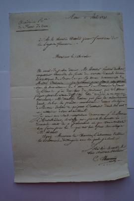 lettre relançant la demande de Batton, pensionnaire compositeur, de consulter des manuscrits dans...