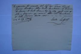 quittance pour le fil pour l’année 1825, de la femme de charge de l’Académie, Luisa Lafonte, à Pi...