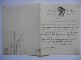 lettre recommandant M. Cuvier, de Le Breton, secrétaire de la Classe des Beaux-Arts de l’Institut...