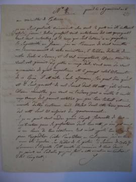 Copie de lettre adressée au ministre de l’Intérieur verso : 14 germinal an VI (3 avril 1798) lett...
