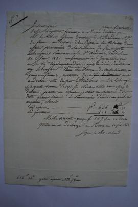 certificat du dépôt des effets appartenant au feu pensionnaire Lebourgeois à la Légation, du chev...