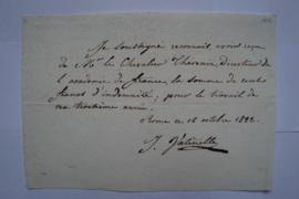 quittance d’indemnité pour le travail de la 3ᵉ année, du graveur Jules Vatinelle à Charles Théven...