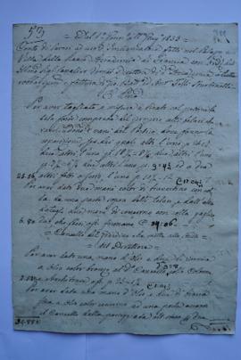 cahier de comptes et quittance pour les travaux du 1er janvier à juin 1833, des badigeonneurs Gio...
