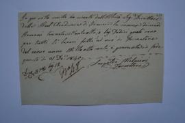 quittance pour les travaux de mouleur durant l’année 1840, du mouleur Leopoldo Malpieri à Ingres,...